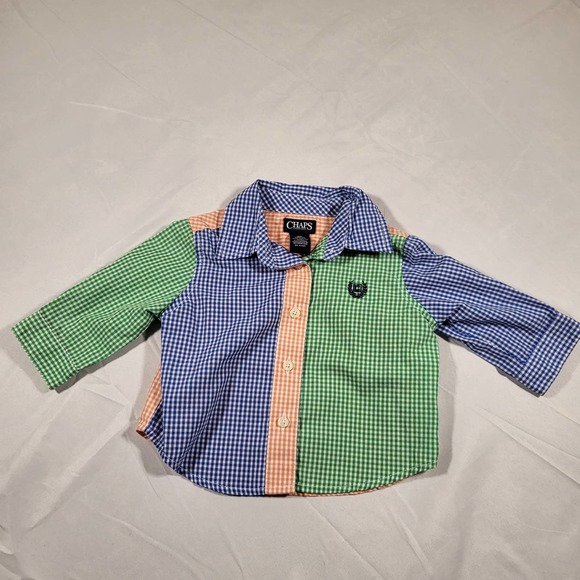 Chaps Other - Chaps*Boy 3 Months*Button Up Shirt*Color Block*Gingham*Easter*Green*Blue